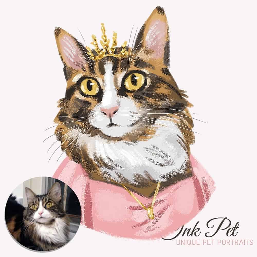 Ink-Pet Personalized Pet Portrait | Fluffy Kitty