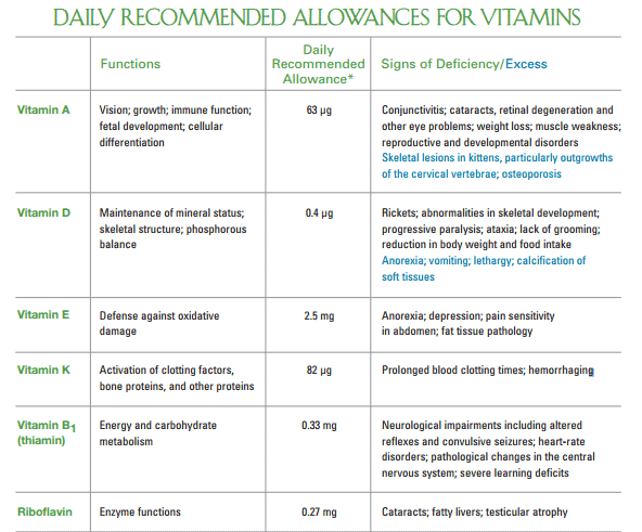 Vitamins cats need - cat nutrition - Fluffy Kitty 